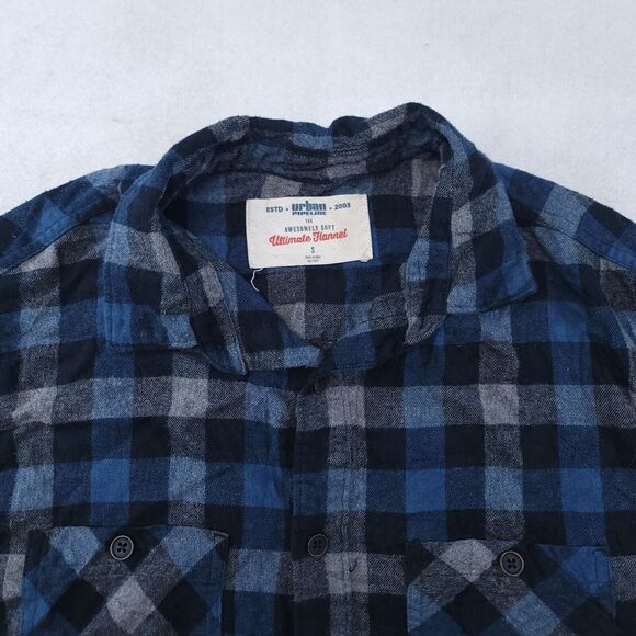 Urban Pipeline Gingham Flannel Casual Button Up Shirt Mens Size Small S Blue - Picture 1 of 10